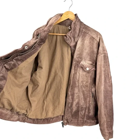 Free People Velvet Trucker Jacket Size M/L Mauve Oversized OB713485 - Picture 6 of 10